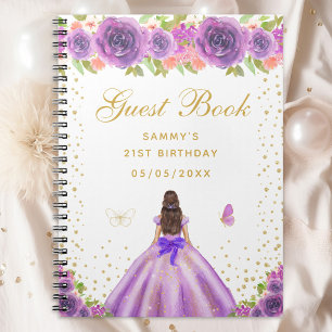 Purple Floral Brunette Hair Princesse Livre d'Invi