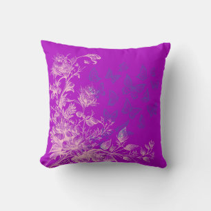 Purple Floral Butterflies Livingroom Throw Pillow