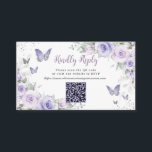 Purple Floral Butterflies Quinceañera QR Code RSVP Enclosure Card<br><div class="desc">This chic floral Quinceañera / Sweet 16 QR Code RSVP card features delicate pastel lavender purple flowers, a silver crown, and pretty purple and silver butterflies. Simply click the customize it further button to edit the texts, change fonts and fonts colours. Matching items available in store. (c) Somerset Fine Paperie...</div>