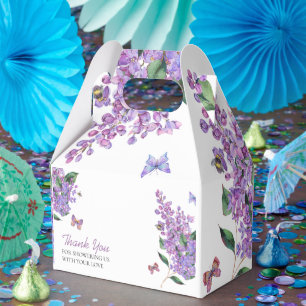 Purple Floral butterfly baby shower Favor Box