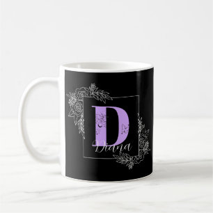Purple Floral Butterfly Custom Monogram - Letter D Coffee Mug