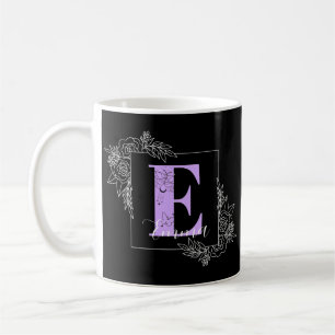Purple Floral Butterfly Custom Monogram - Letter E Coffee Mug