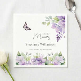 Purple Floral Butterfly In loving Memory  Napkin