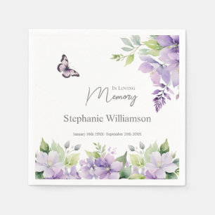 Purple Floral Butterfly In loving Memory Napkin