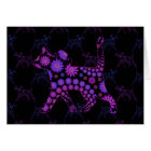 Purple Floral Cat Art