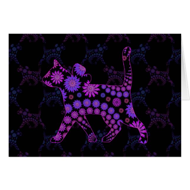 Purple Floral Cat Art (Front Horizontal)