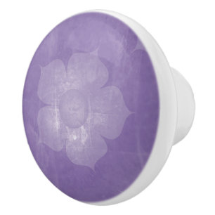 Purple Floral Ceramic Knob