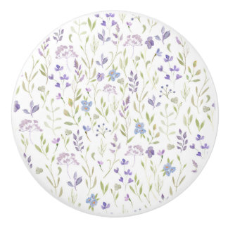 Purple Floral  Ceramic Knob