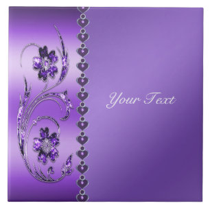 Purple Floral Ceramic Tile