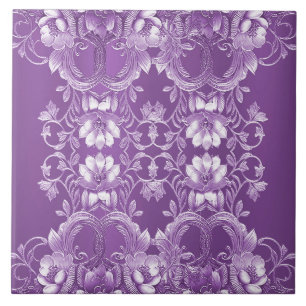 Purple Floral Ceramic Tile