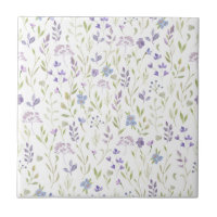Purple Floral Ceramic Tile