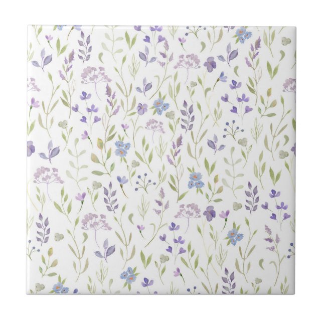 Purple Floral Ceramic Tile (Front)