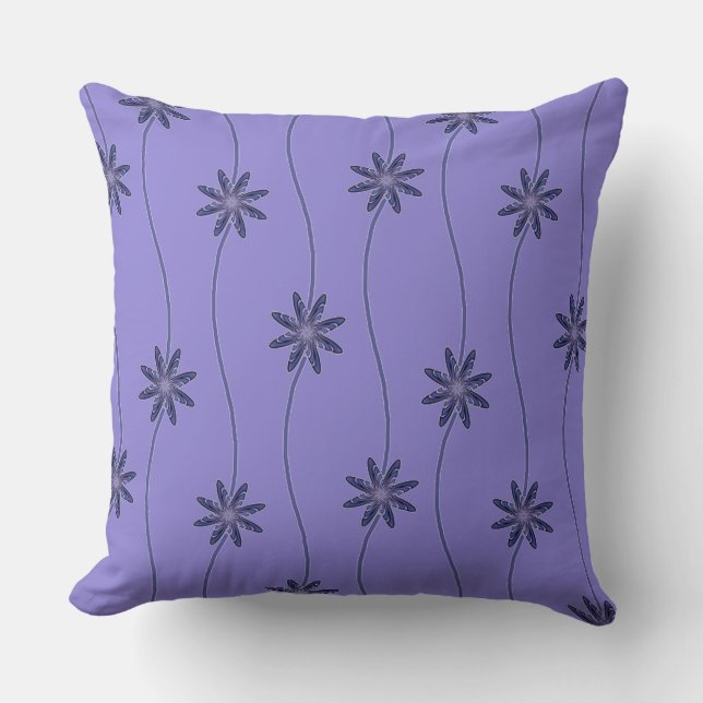 Purple Floral Chain Pattern Throw Pillow (Front)