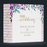 Purple Floral Champagne Gold Wedding Photo Album Binder<br><div class="desc">Purple Floral Champagne Gold & Stripes Confetti Watercolor Floral Wedding Monogram Photo Album With trendy brush script font! ~ Check my shop to see the entire wedding suite for this design!</div>