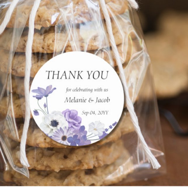 Purple Floral Classic Round Sticker (Creator Uploaded)