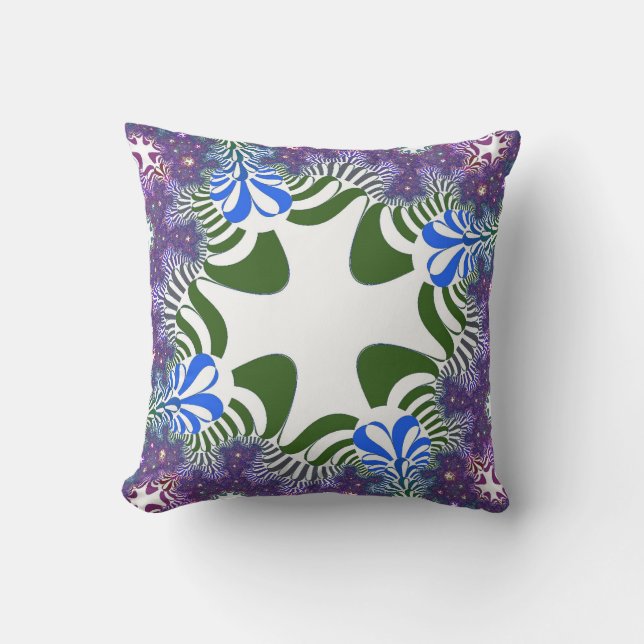 Purple Floral Cross Throw Pillow (Front)