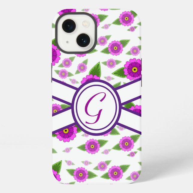 Purple floral customized monogram iPhone case (Back)