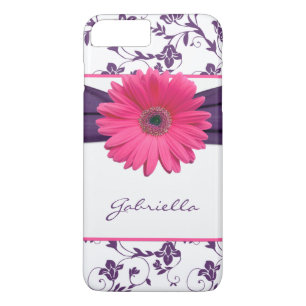 Purple Floral Damask Pink Gerber Daisy iPhone 6 ca iPhone 8 Plus/7 Plus Case