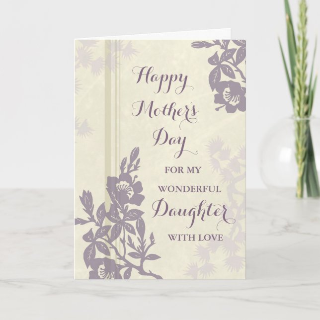 Purple Floral Daughter Happy Mother's Day Card (Front)