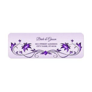 Purple Floral Decorative Return Address Label