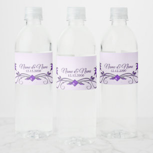 Purple Floral Decorative Water Bottle Label