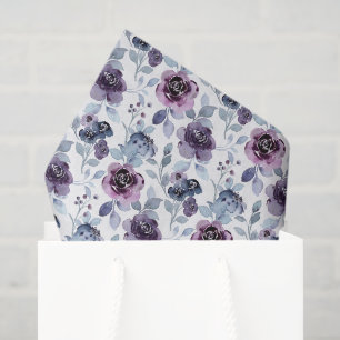 Purple Floral Decoupage Paper, Lavender Flowers Tissue Paper