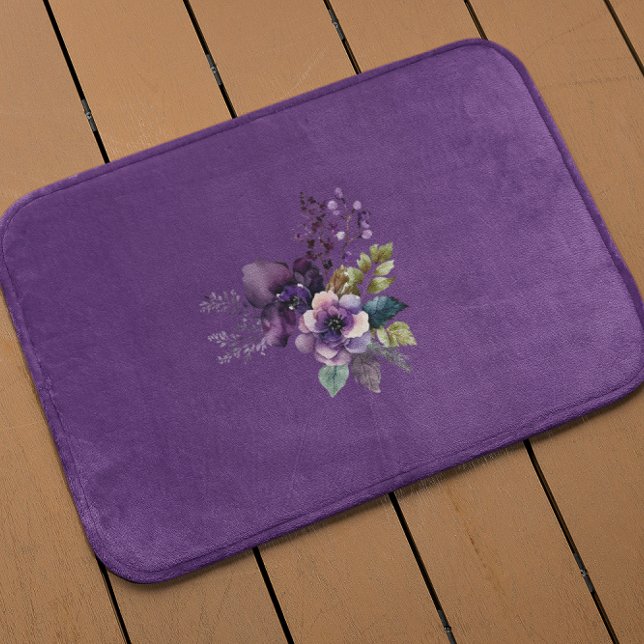 Purple Floral Design Purple Bath Mat (Creator Uploaded)