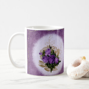 Purple Floral Designed Classic Mug Elegant 