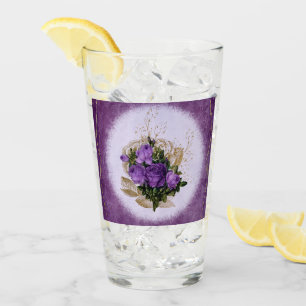 Purple Floral Designed Drinking Glass