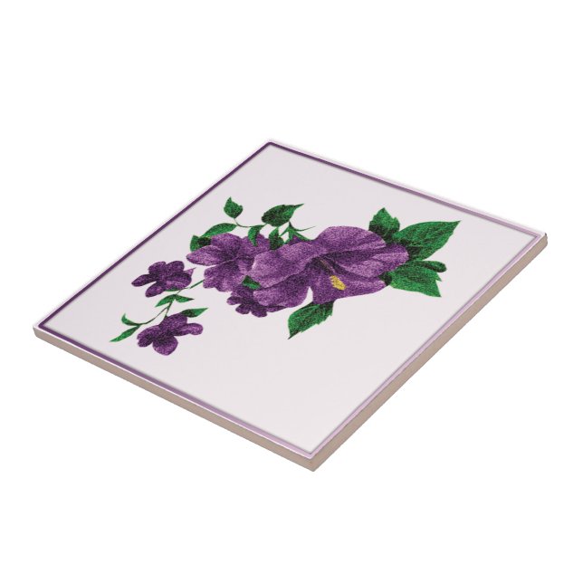 Purple Floral Designed Tile (Side)