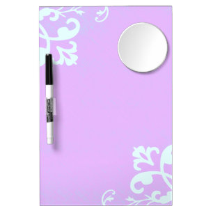 Purple Floral Dry Erase Board With Mirror