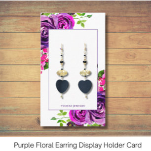 Purple Floral Earring Display Holder Business Card