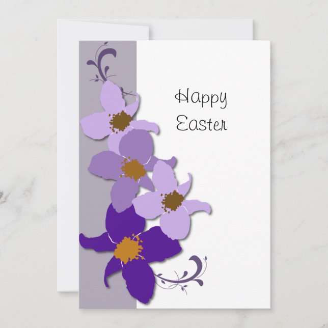Purple Floral Easter Flat Card (Front)