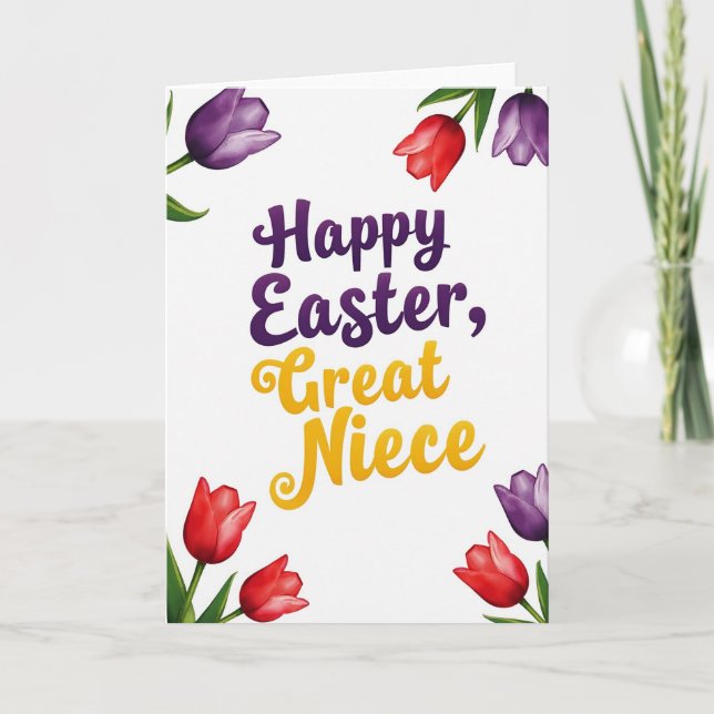 Purple Floral Easter Niece Card (Front)