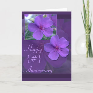 Purple Floral Elegance Anniversary Card