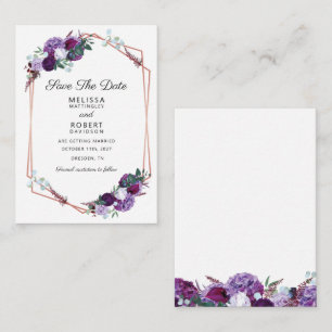 Purple Floral Elegant Geometric Save the Date Card