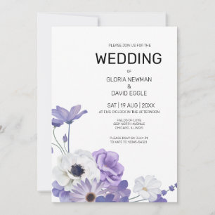 Purple Floral Élégant Mariage Invitation