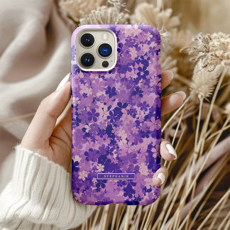 Purple Floral Elegant Violet Blossom Pattern iPhone 16 Pro Case