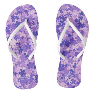 Purple Floral Elegant Violet Blossom Pattern Flip Flops