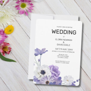 Purple Floral Elegant Wedding Invitation