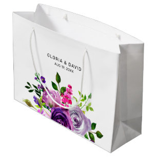 Purple Floral Elegant  Wedding  Large Gift Bag