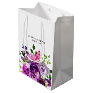 Purple Floral Elegant  Wedding  Medium Gift Bag