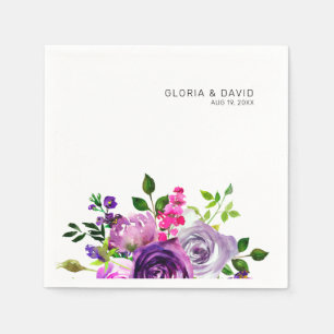 Purple Floral Elegant  Wedding  Napkin