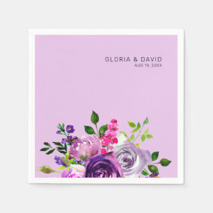 Purple Floral Elegant Wedding Napkin