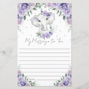 Purple Floral Elephant Birthday Capsule Message 