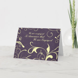Purple Floral Engagement Announcement Card