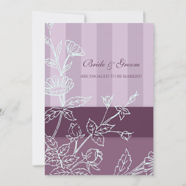 Purple Floral Engagement Party Invitations (Back)