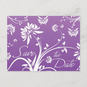 Purple Floral Enregistrer la date Cartes postales