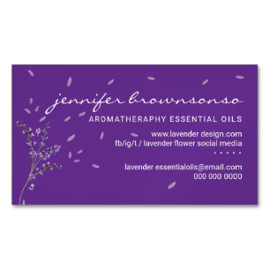Purple floral Essential Oils Simple Classy Magnetic Business Card