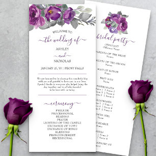 Purple Floral et élégant programme de mariage de s